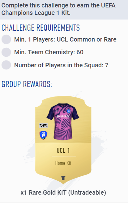 Fifa 19 The New Sbc Uefa Champions League Kits Is Available