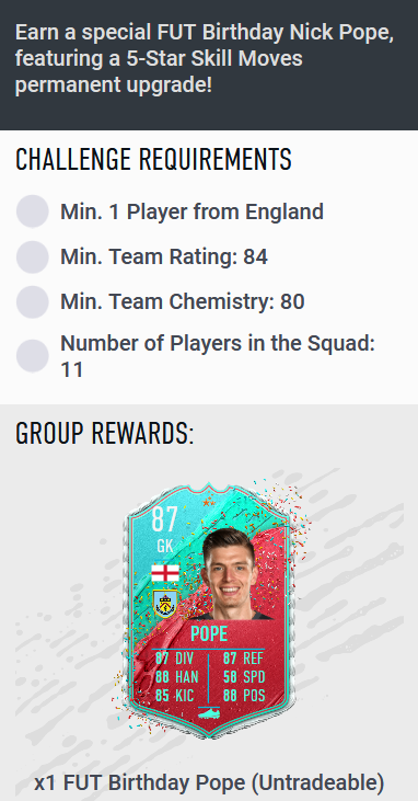 Fifa Nick Pope Fut Birthday Sbc Requirements Fifaultimateteam It Uk