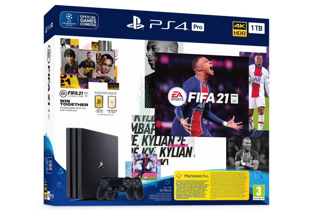playstation 4 with fifa 20 and two controllers