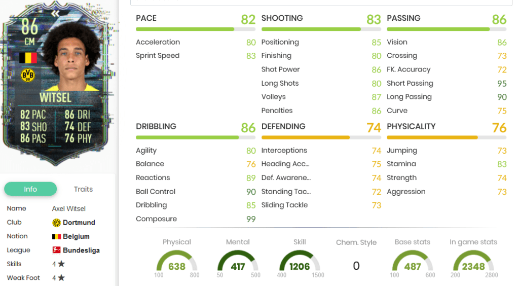 Witsel stats