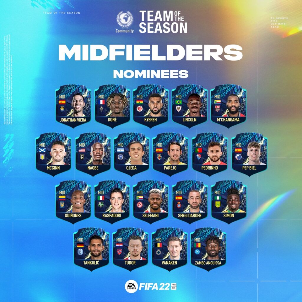 FUT22 TOTS Midfielders Nominee 1x1 17items 2
