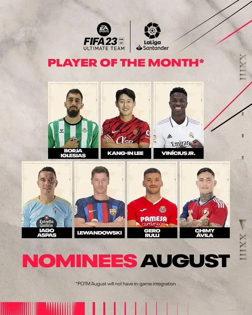 Potm august laLiga Nominees