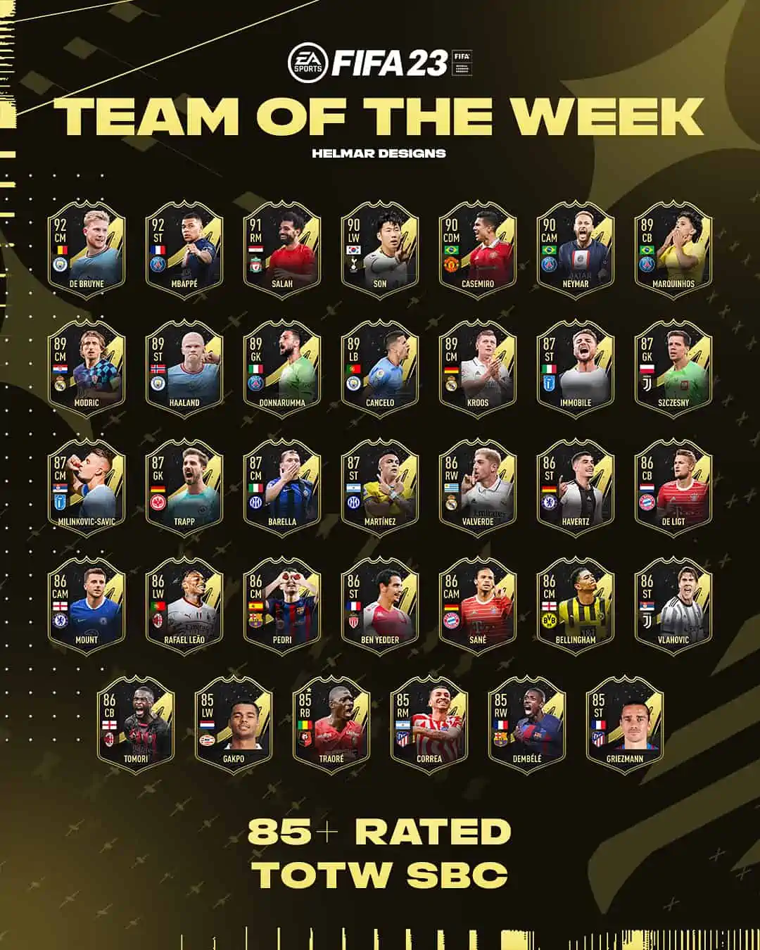 FIFA 23 SBC 85+ TOTW UPGRADE REWARDS