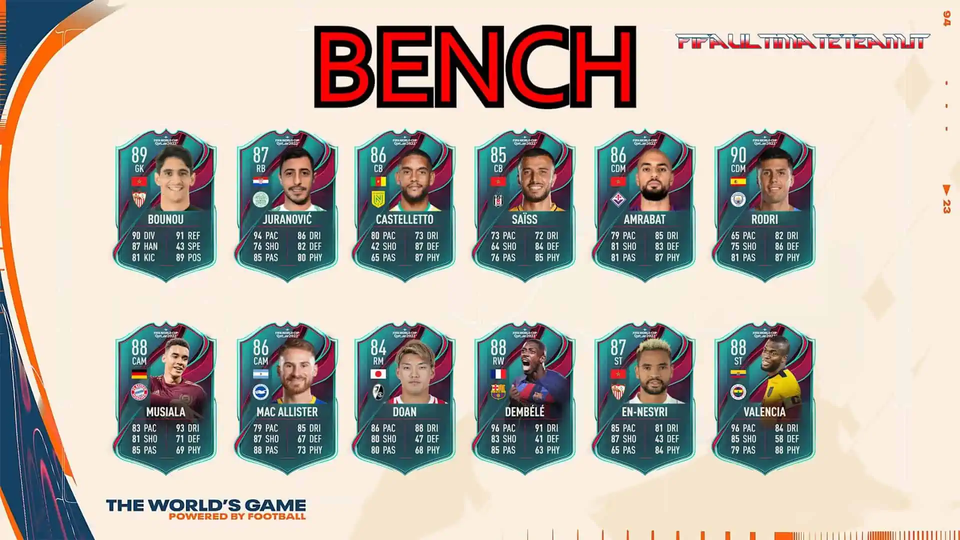 FIFA 23 WC TOTT PREDICTIONS Bench
