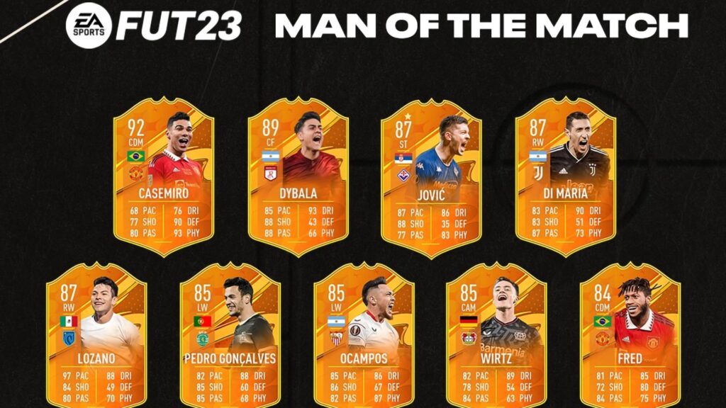 FIFA 23 MOTM Casemiro, Dybala and Di Maria UCL, UEL and UECL Full List March 4 Man of The