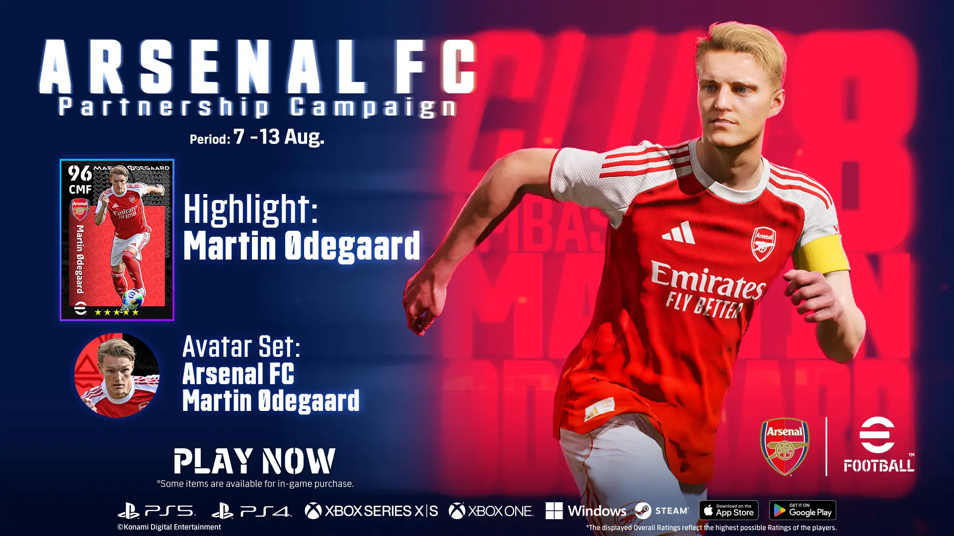 Odegaard Arsenal Konami eFootball Partenrship 2025