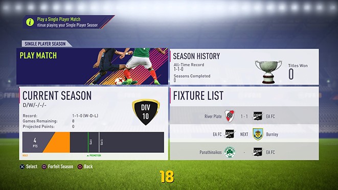 single player 5 fut 18