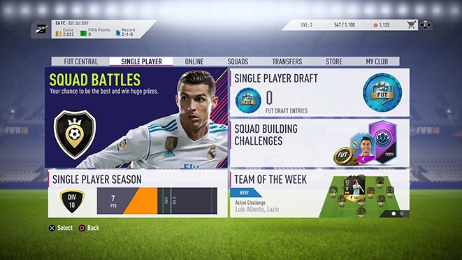 single player fut 18