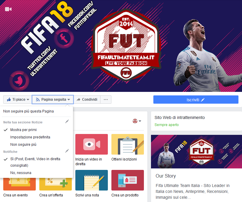 segui pagina facebook