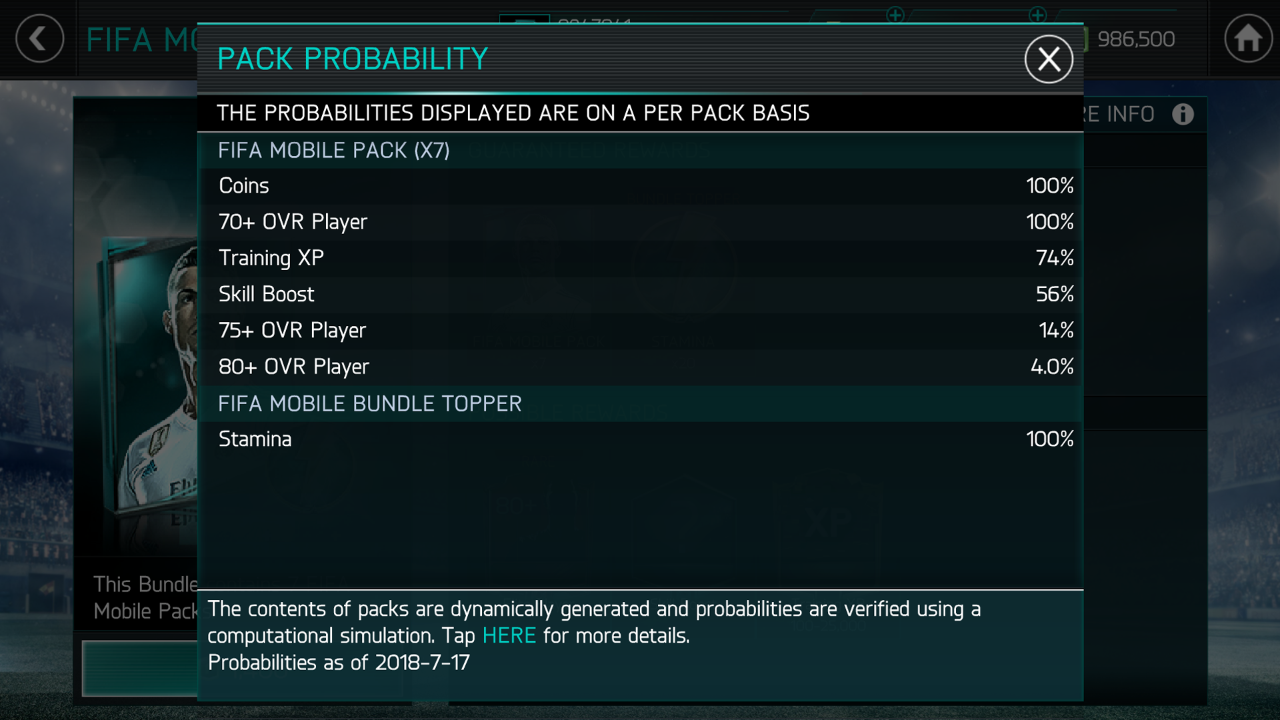 pack probability fifa mobile 1