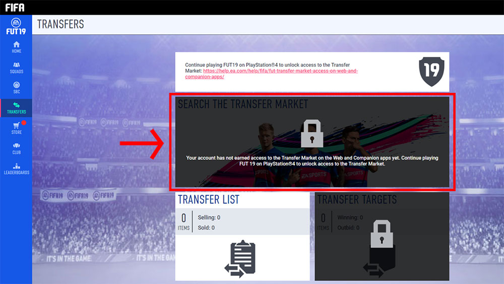 fifa 19 transfer market access not yet earned