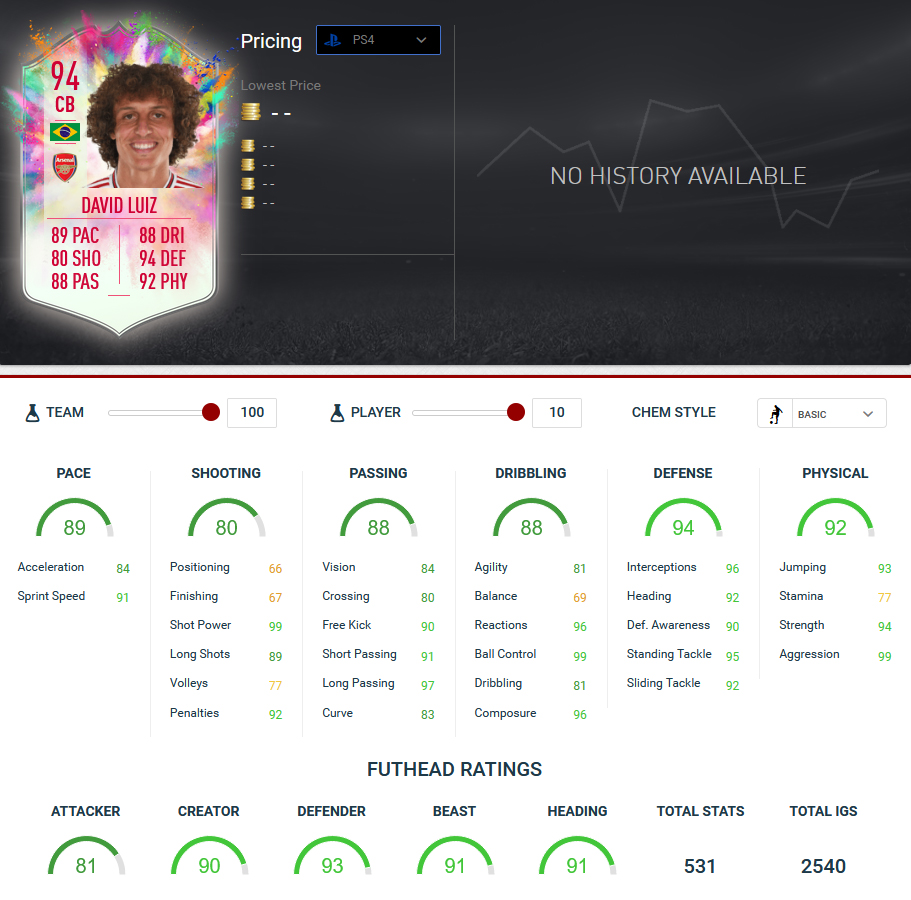 david luiz summer heat fifa 20