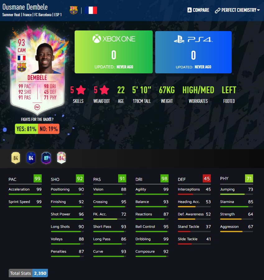 dembele summer heat fifa 20