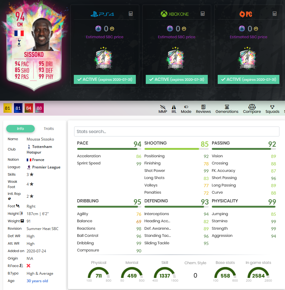 stats sissoko summer heat fifa 20