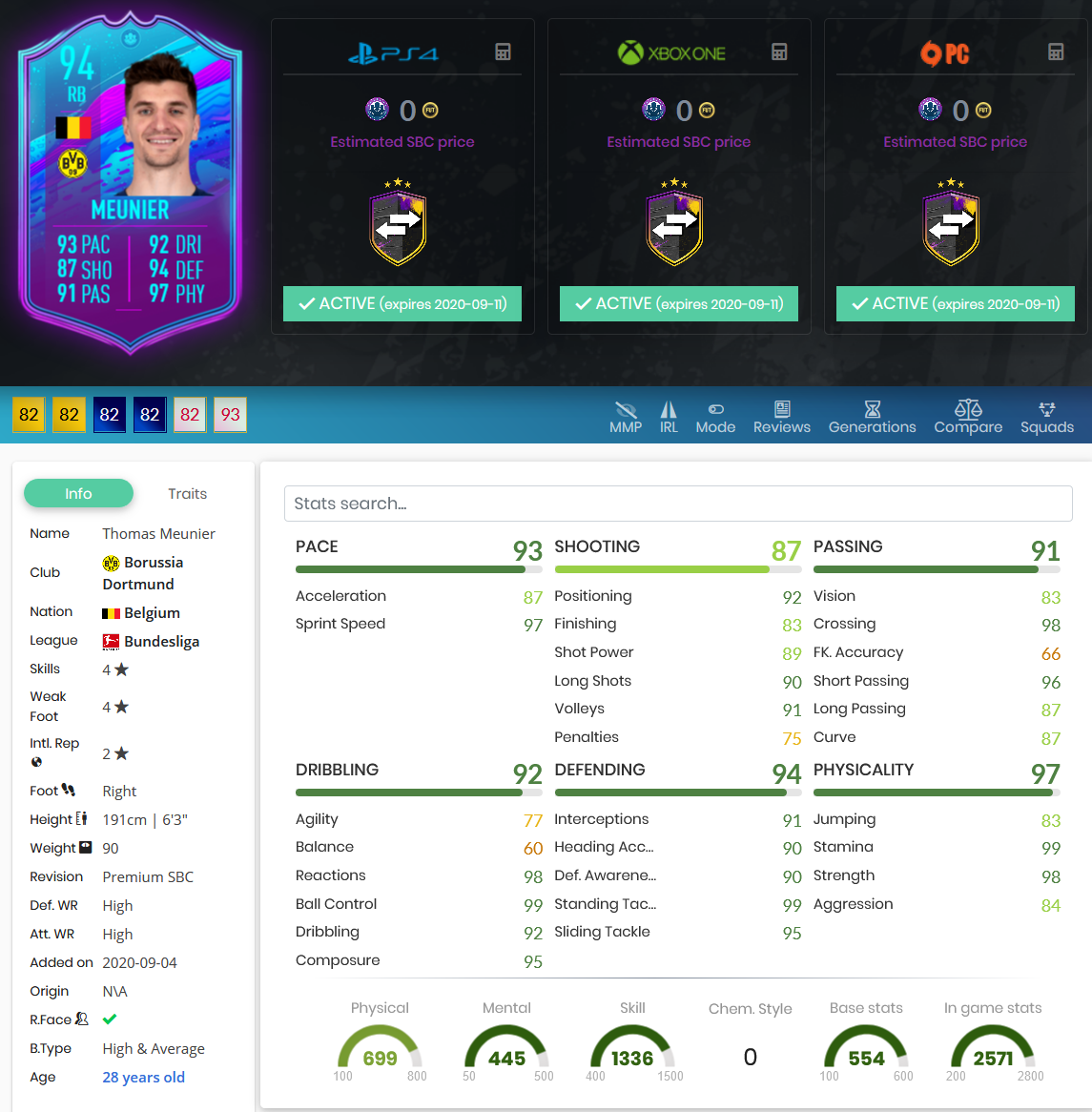 stats meunier fifa 20
