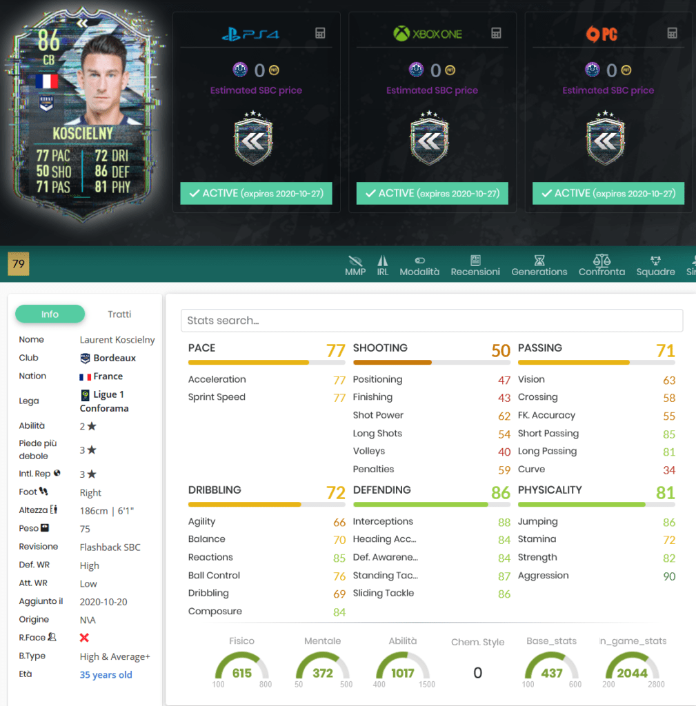 stats koscielny flashback fifa 21
