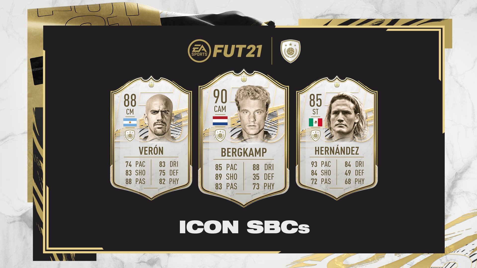 FIFA 21: Disponibili le SBC Icon di Bergkamp, Veron e Hernandez FIFA 21: Disponibili le SBC Icon di Bergkamp, Veron e Hernandez