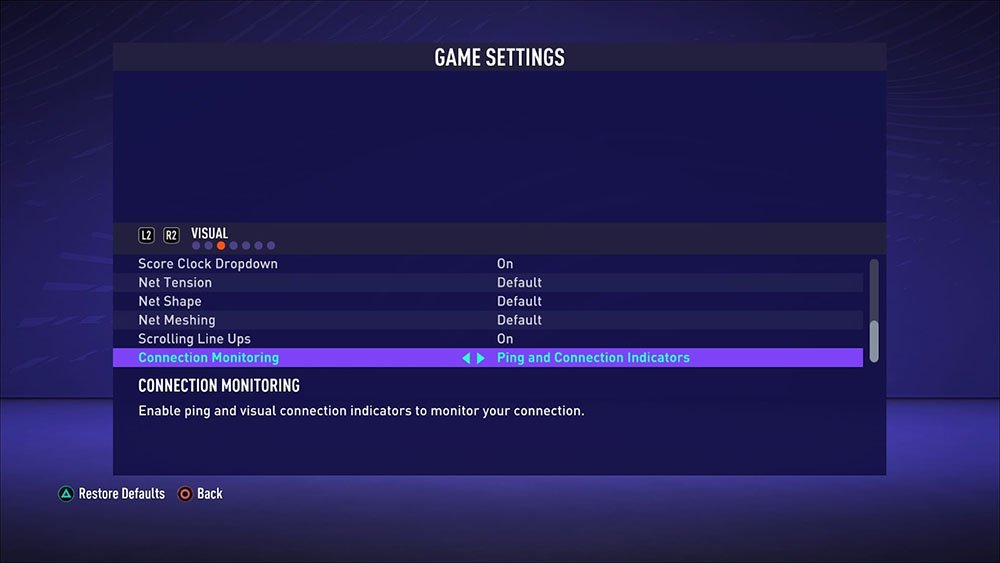 fifa connection monitoring game settings