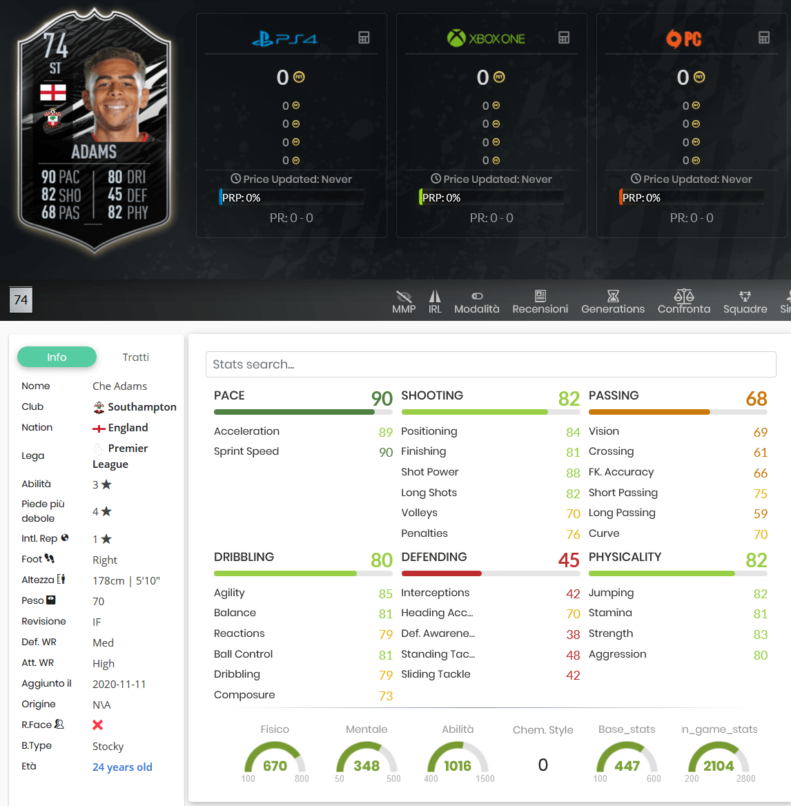 stats adams silver stars fifa 21