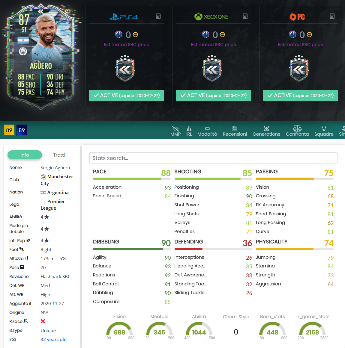 stats aguero flashback fifa 21