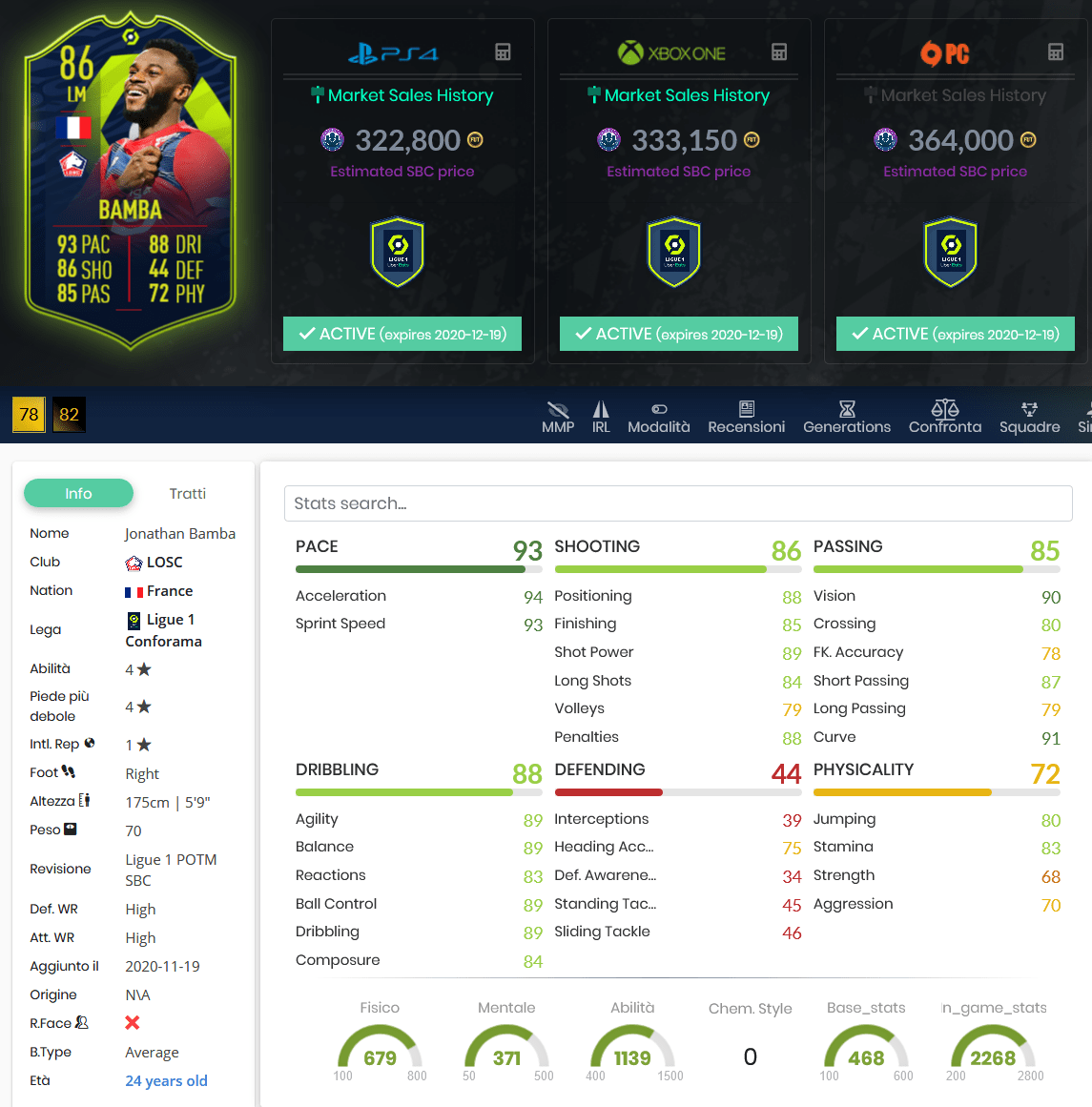 stats bamba potm ottobre fifa 21