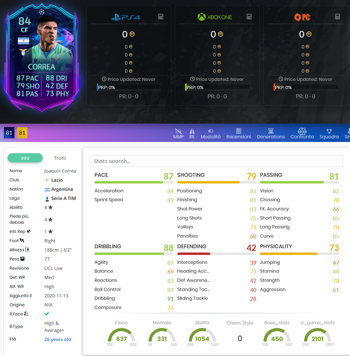 stats correa rttf fifa 21