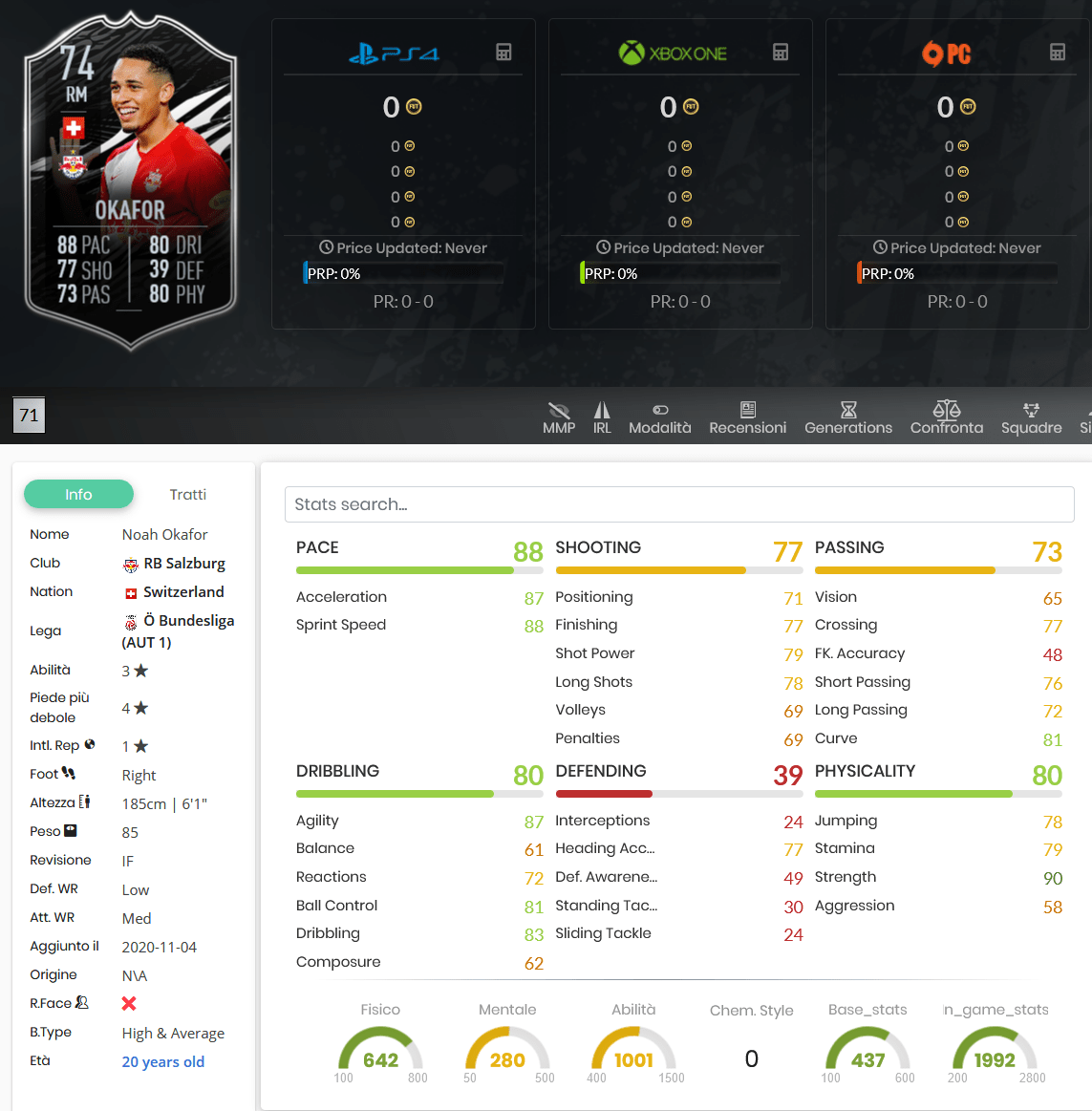 stats okafor fifa 21