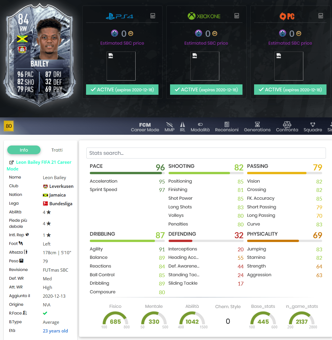 stats bailey freeze fifa 21