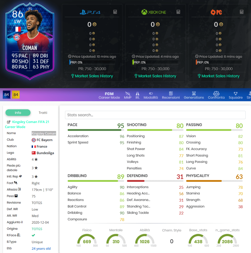 FIFA 21: Obiettivi Kingsley Coman TOTGS - Requisiti ...