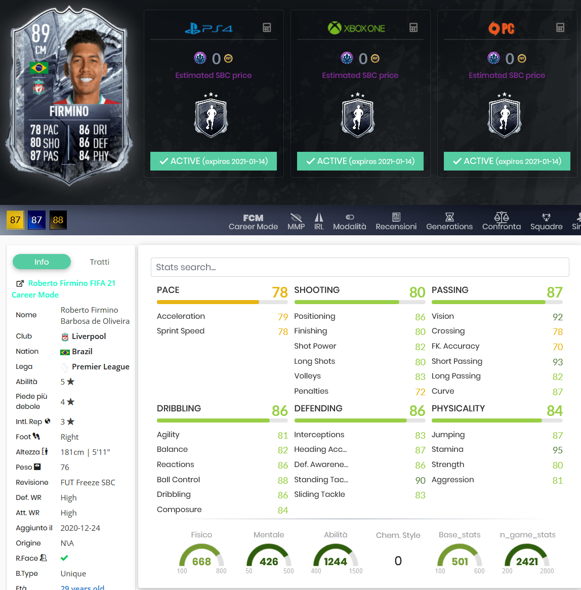 stats firmino freeze fifa 21