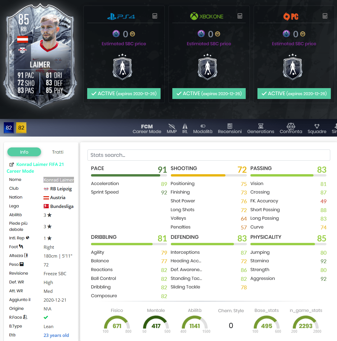 stats laimer freeze fifa 21