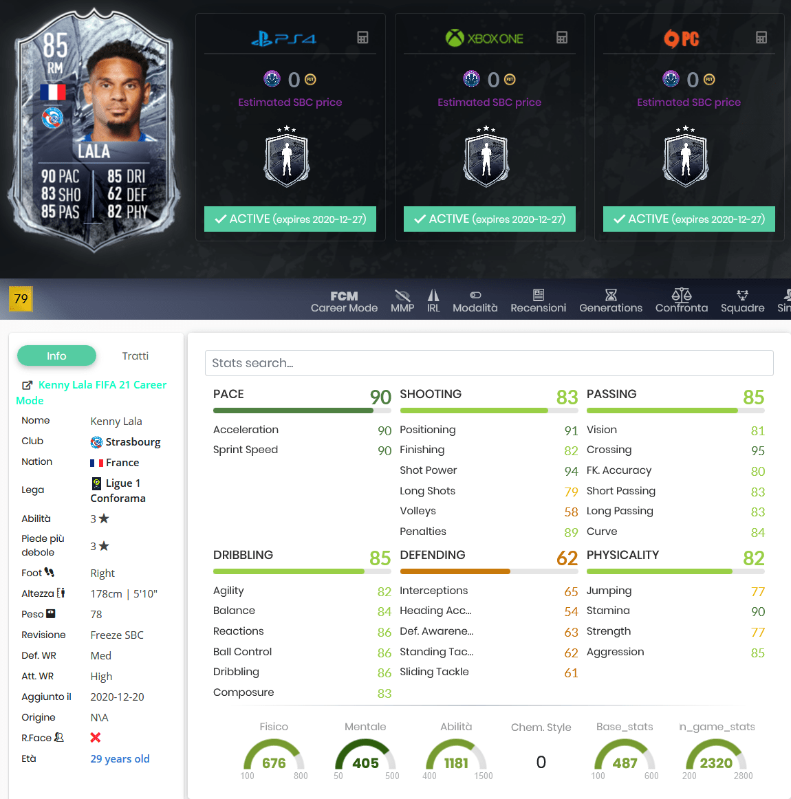 stats lala freeze fifa 21