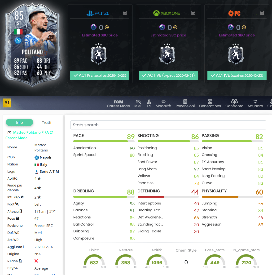 stats politano freeze fifa 21