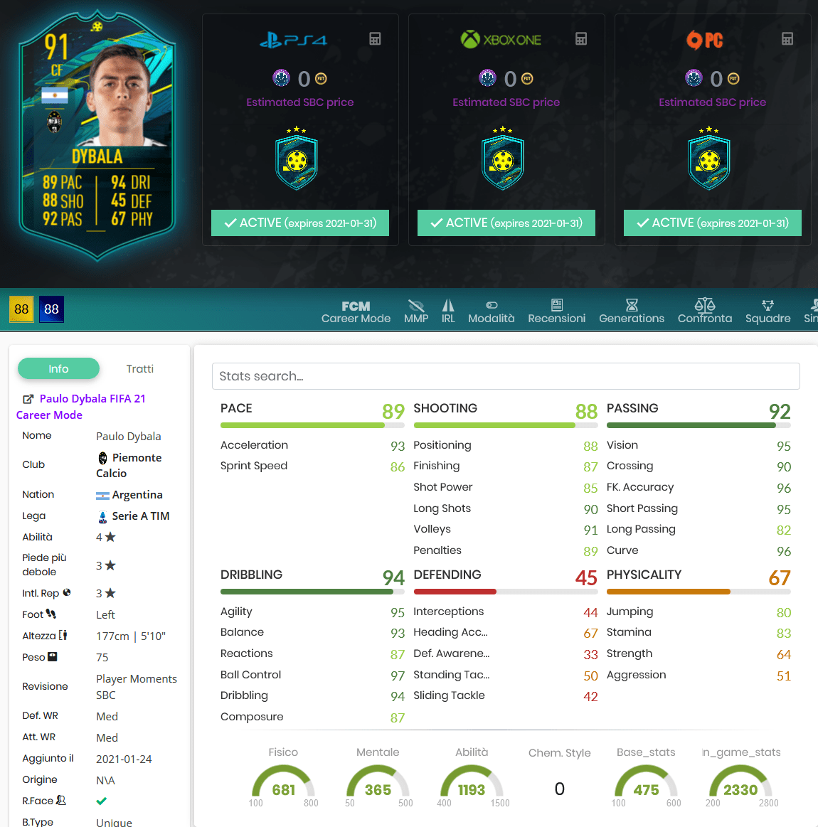 stats dybale moments fifa 21