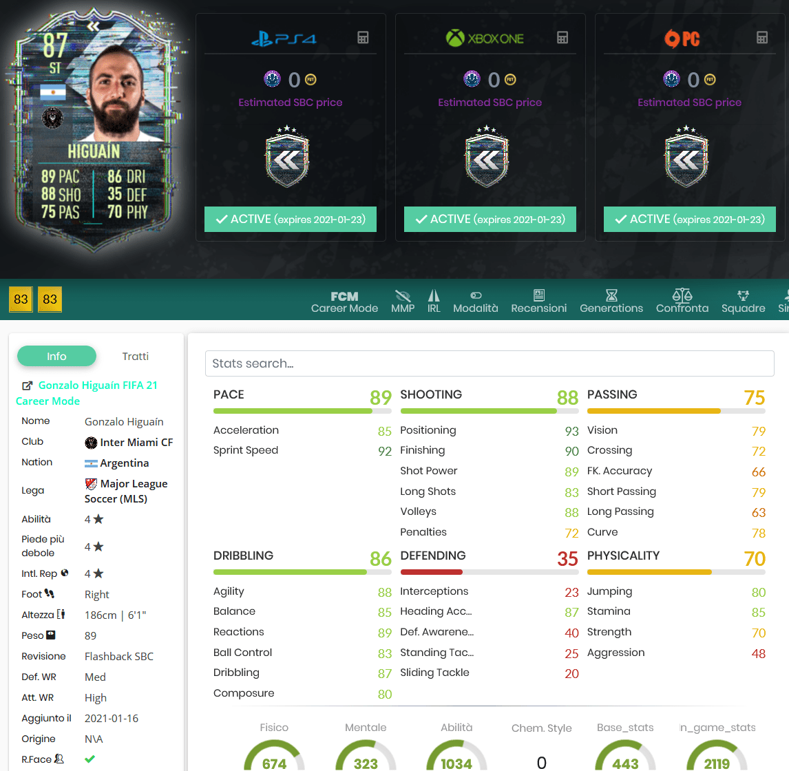 stats gonzalo higuain flashback fifa 21