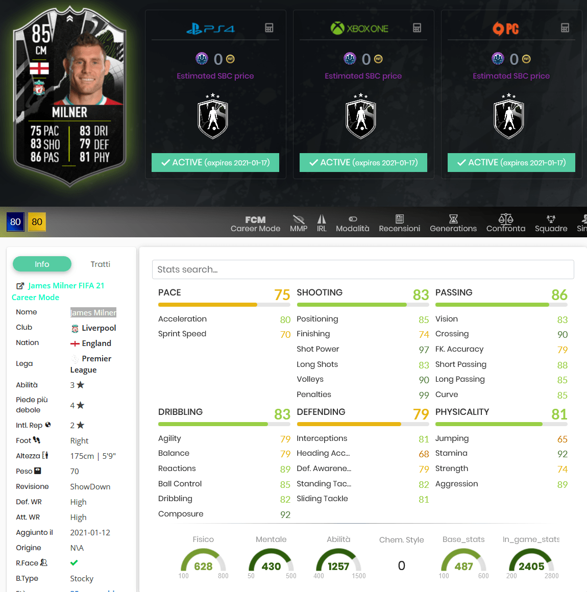 stats milner showdown fifa 21