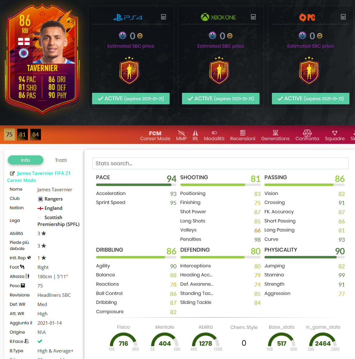 stats tavernier headliners fifa 21