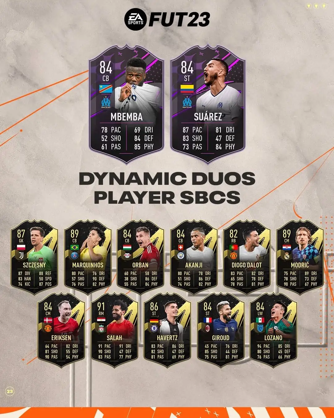 FIFA 23 SBC Chancel Mbemba e Luis Suarez Dynamic Duos.