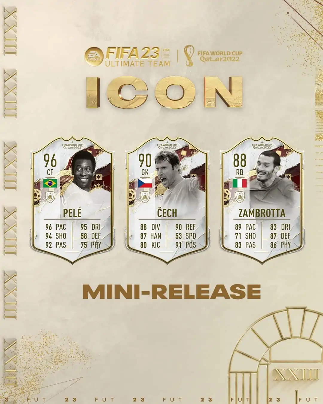 FIFA 23 Mini Release Team 1 World Cup Icon: La squadra dedicata alle leggende della Coppa Del Mondo.