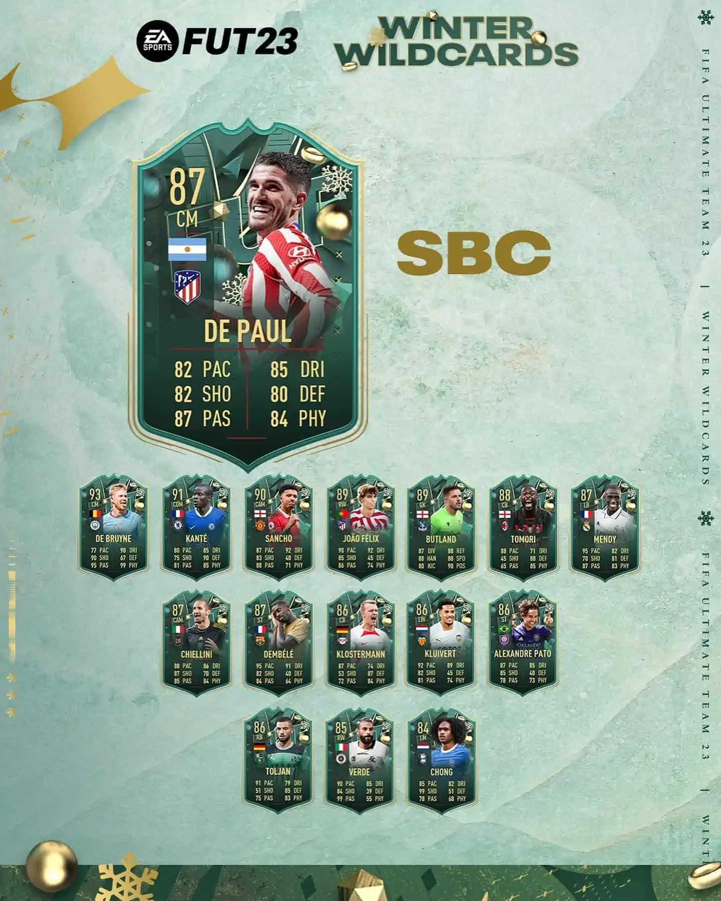 FIFA 23 SBC Rodrigo De Paul Winter Wildcards: La carta Jolly Invernali dell'argentino.