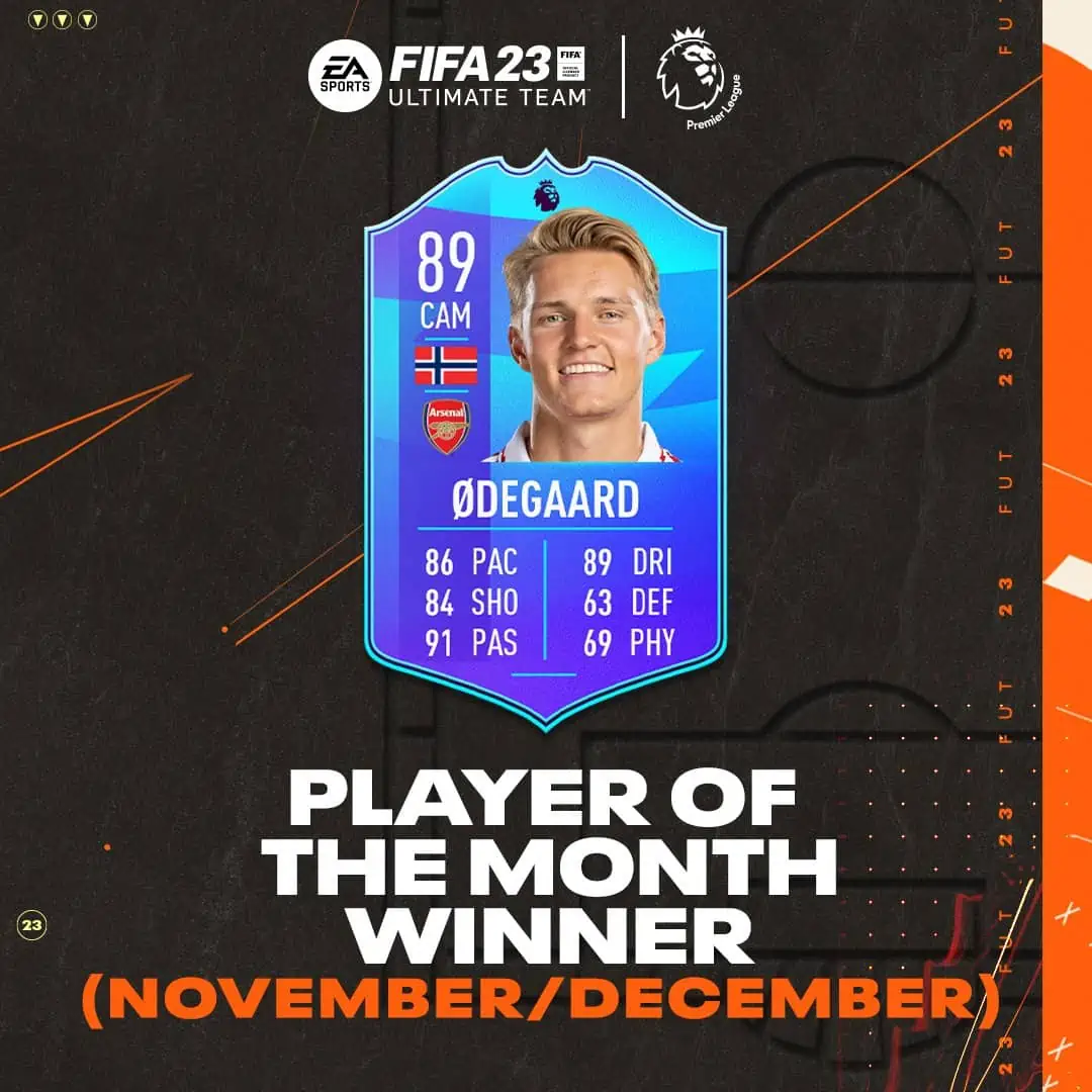 FIFA 23 SBC Martin Odegaard POTM: Annunciato il Player Of The Month di Novembre e Dicembre della Premier League.