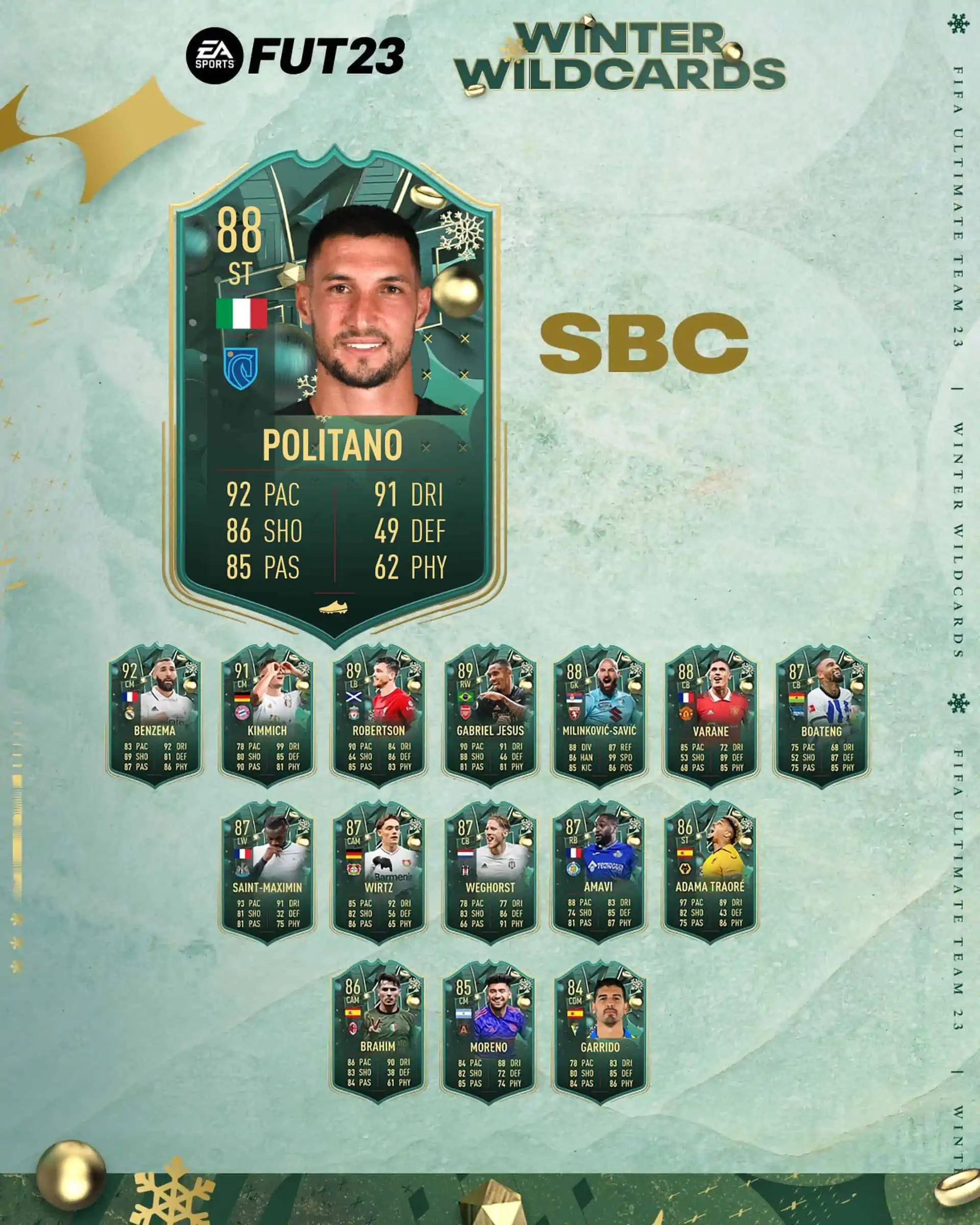 FIFA 23 SBC Matteo Politano Winter Wildcards: La carta Jolly Invernali dell'italiano.