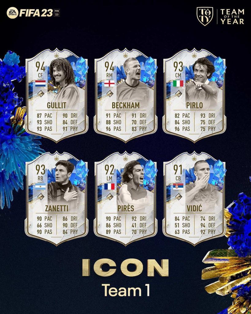 FIFA 23 Team 1 TOTY Icon: Svelata la squadra Team Of The Year delle leggende