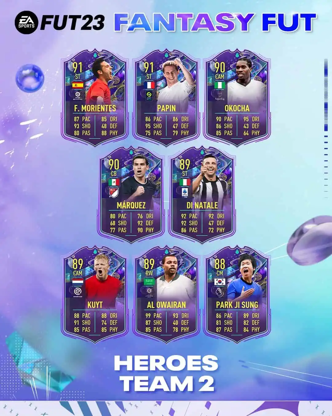 FIFA 23 Team 2 Eroi Fantasy FUT: La seconda squadra disponibile nei pacchetti dal 10 Marzo.