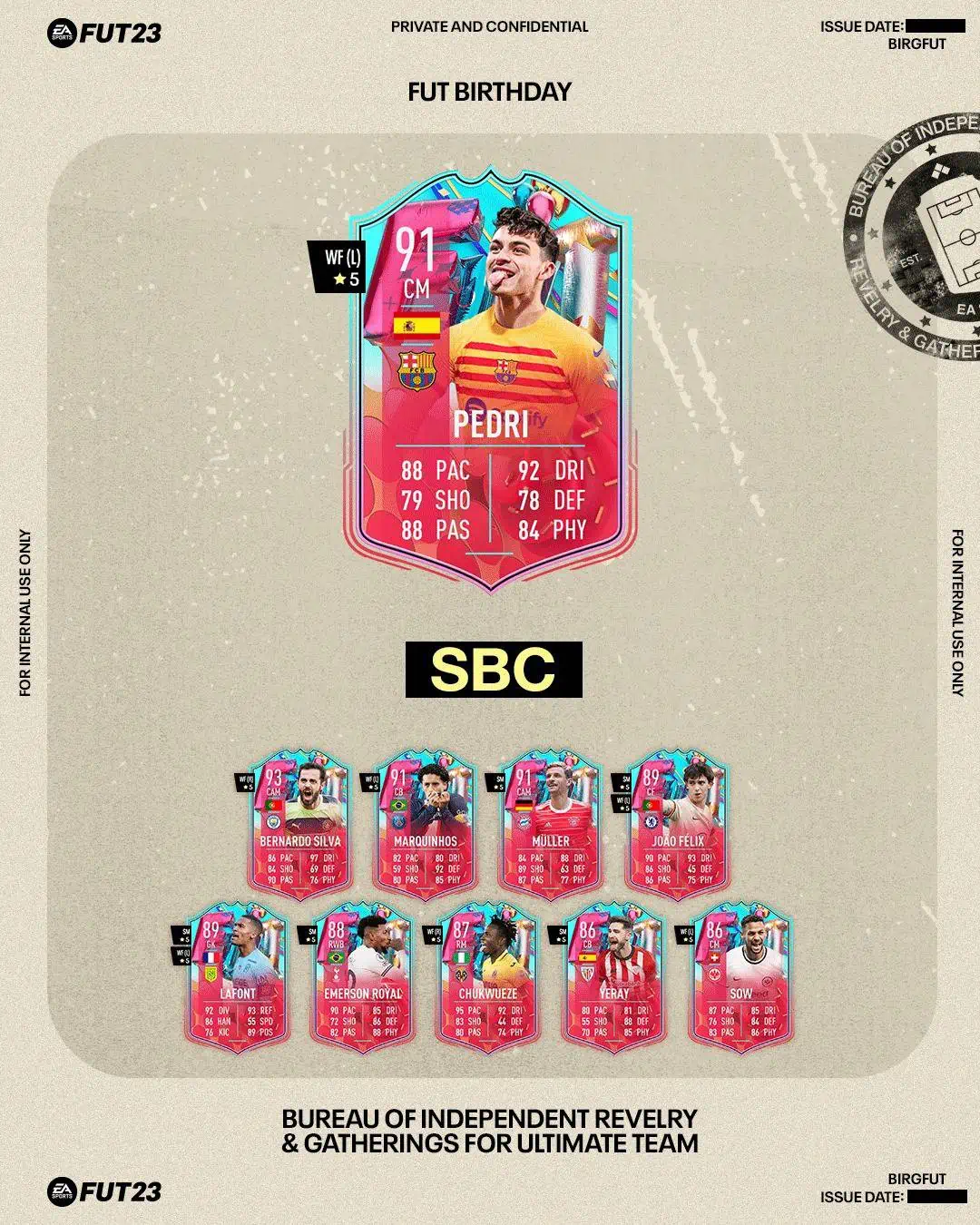 FIFA 23 SBC Pedri FUT Birthday: Disponibile la carta speciale dello spagnolo.