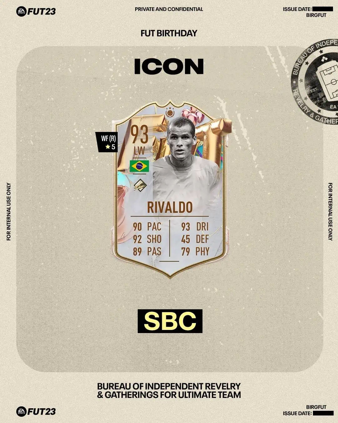 FIFA 23 SBC Rivaldo FUT Birthday Icon: Disponibile una nuova Sfida Creazione Rosa.
