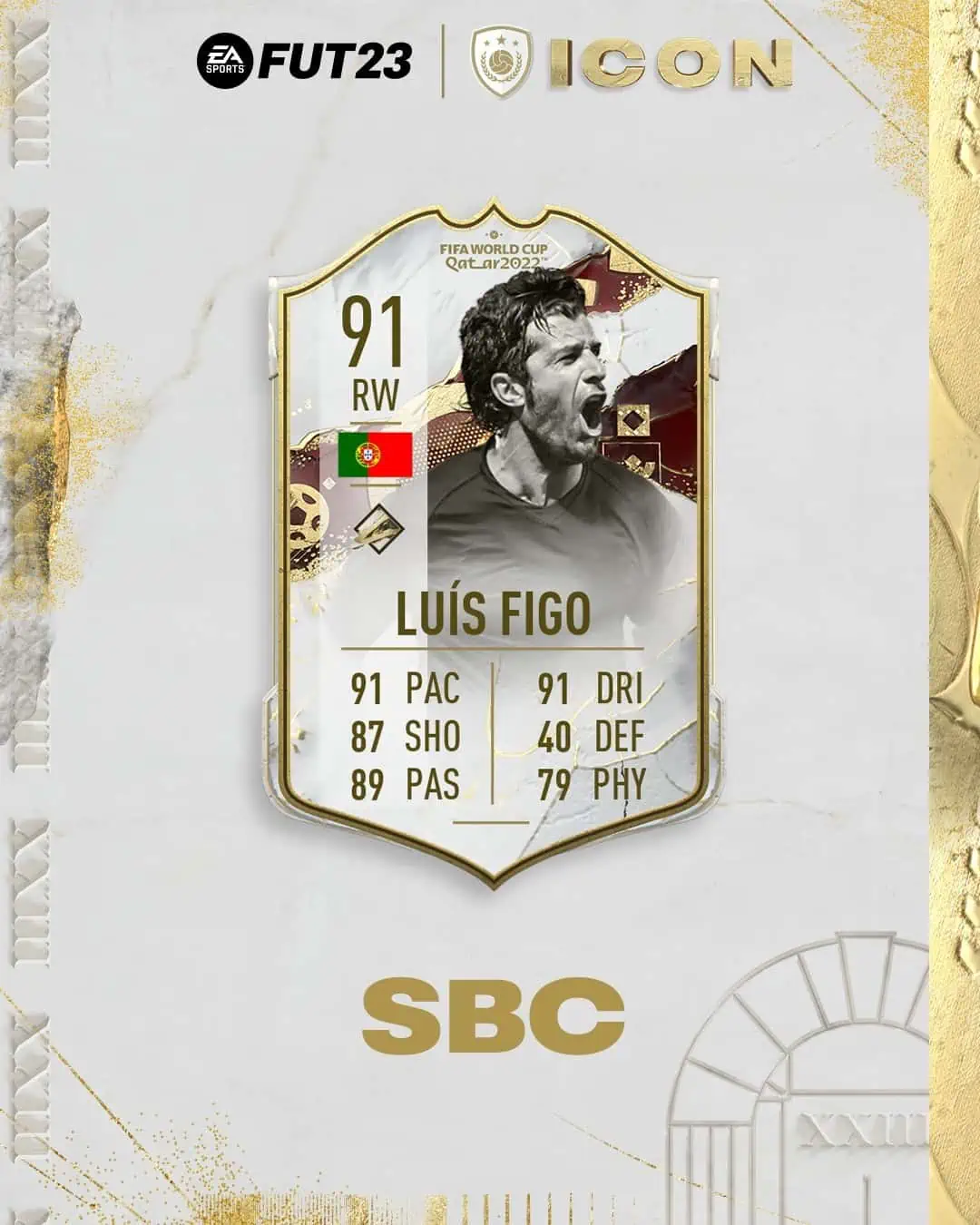 FIFA 23 SBC Luis Figo World Cup Icon: La Carta della Coppa Del Mondo per il portoghese.