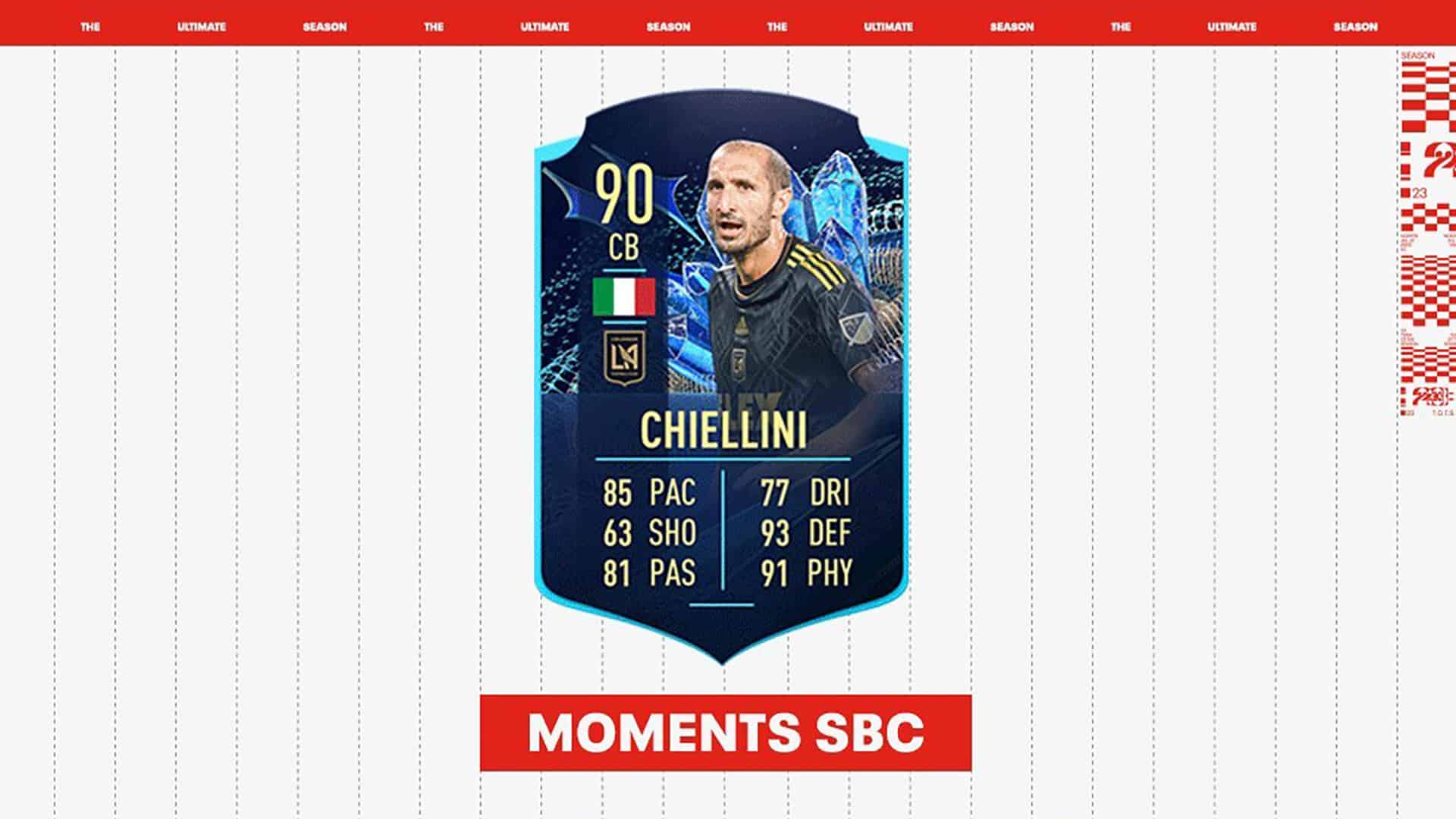 FIFA 23 SBC Chiellini TOTS Moments Annunciata la carta Team Of