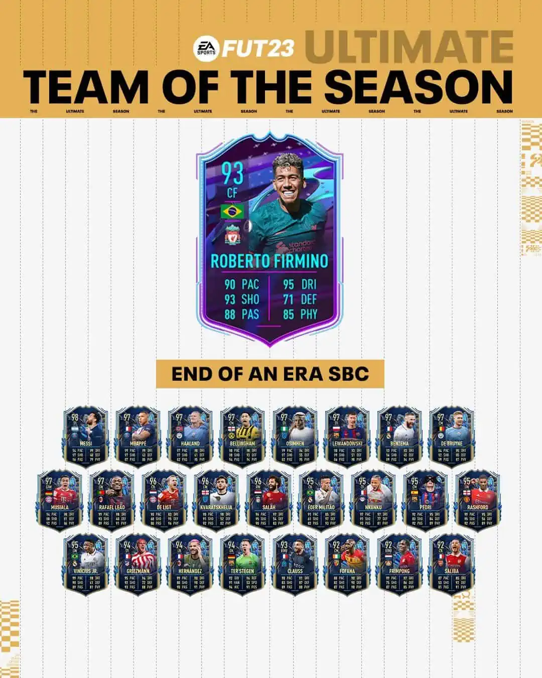 FIFA 23 SBC Roberto Firmino Fine di un'Era: La carta speciale End Of An Era del brasiliano.