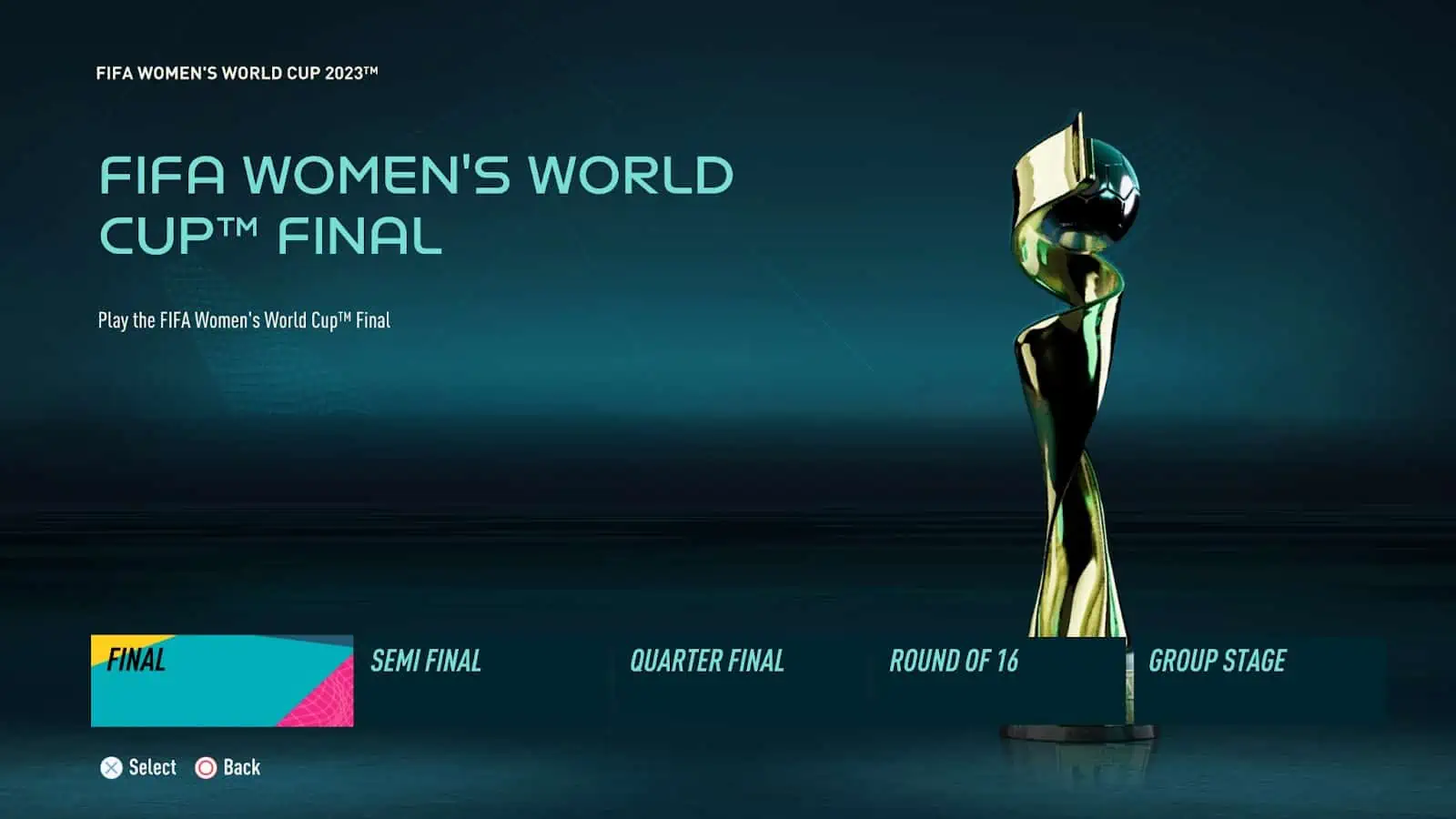 wwc trophy Fifa Women World Cup menu fifa 23